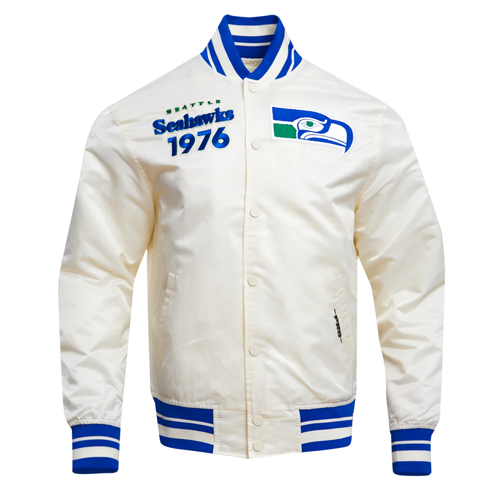 NFL SEATTLE SEAHAWKS RETRO CLASSIC MEN'S RIB SATIN JACKET