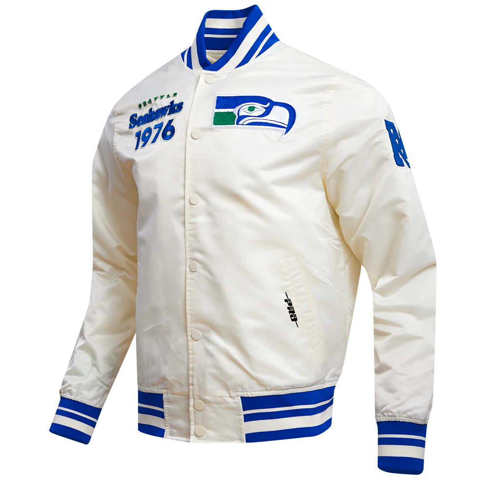NFL SEATTLE SEAHAWKS RETRO CLASSIC MEN'S RIB SATIN JACKET