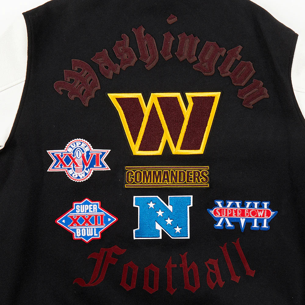 NFL WASHINGTON COMMANDERS OLD ENGLISH MEN'S RIB WOOL VARSITY JACKET