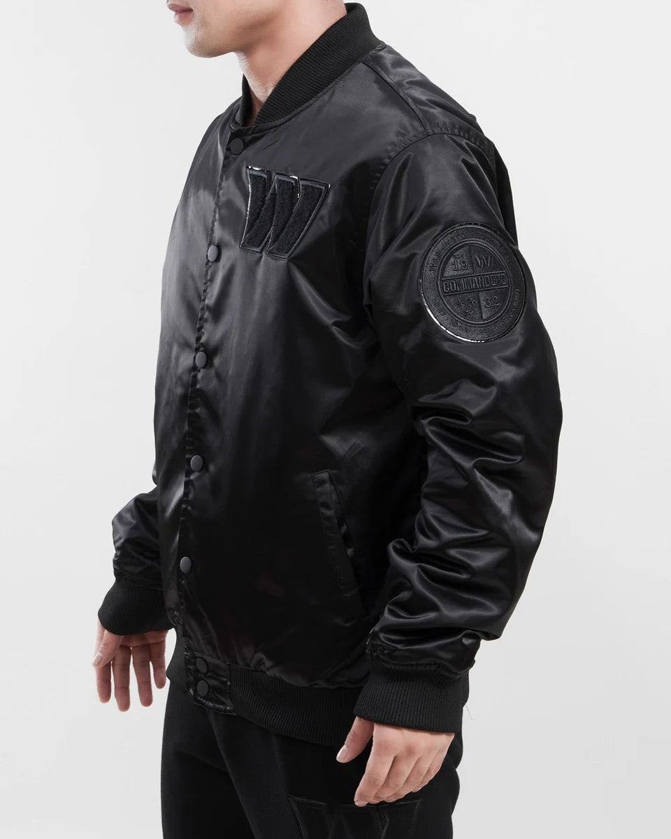 NFL WASHINGTON COMMANDERS TRIPLE BLACK MEN'S SATIN JACKET