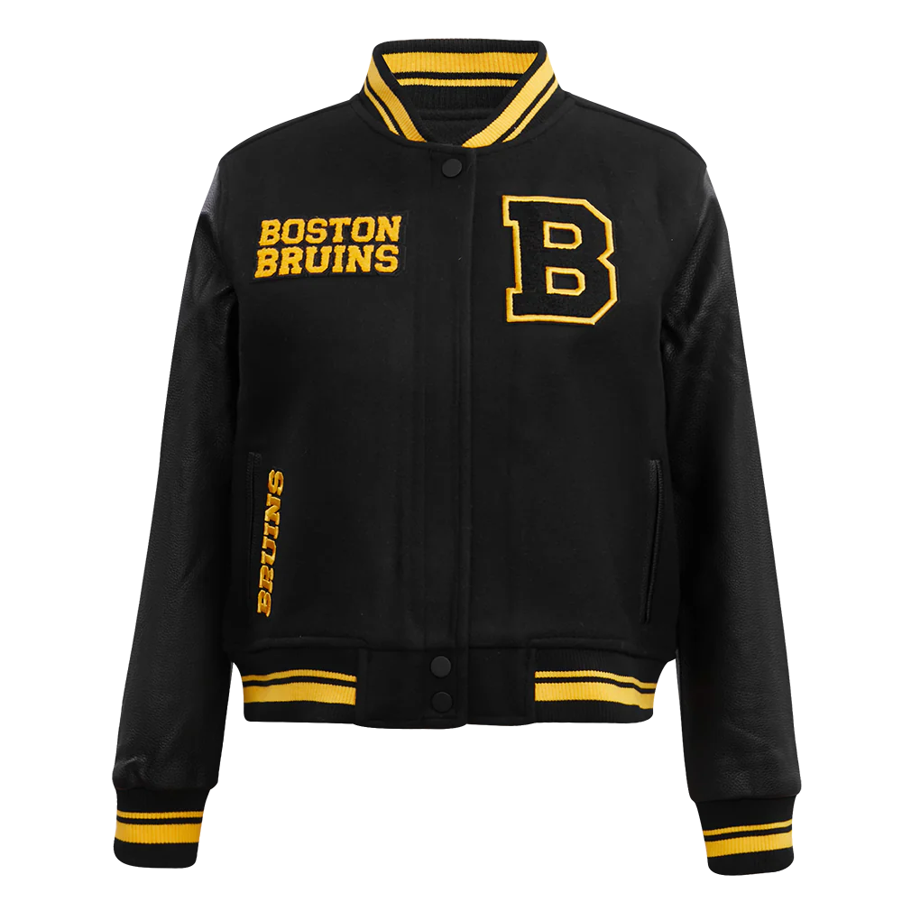 NHL BOSTON BRUINS RETRO CLASSIC WOMEN'S RIB WOOL VARSITY JACKET