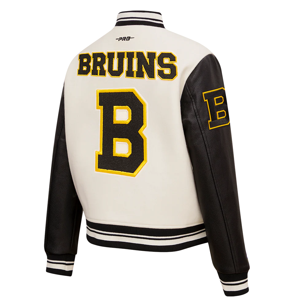 NHL BOSTON BRUINS RETRO CLASSIC WOMEN'S RIB WOOL VARSITY JACKET