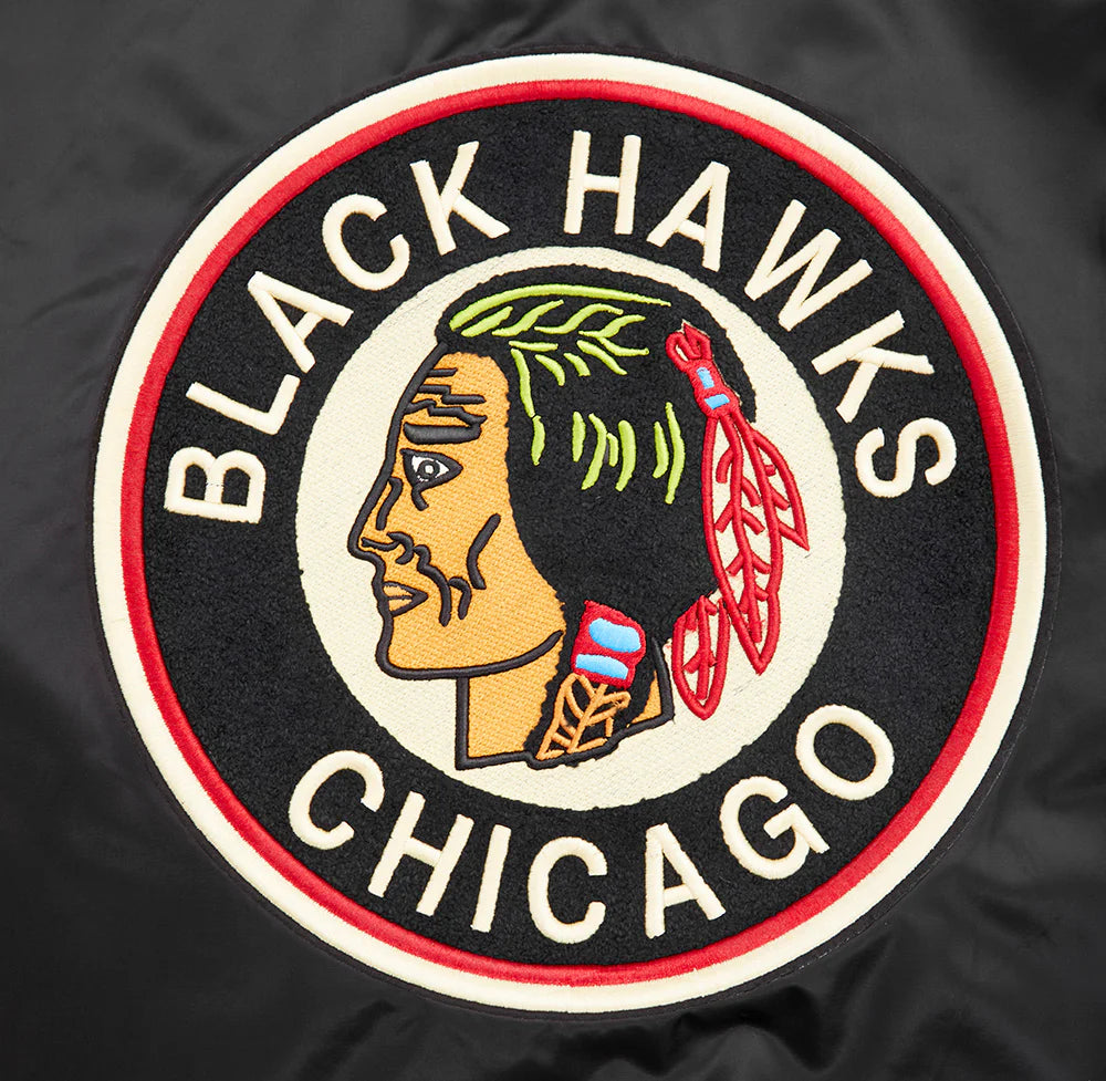 NHL CHICAGO BLACKHAWKS RETRO CLASSIC RIB SATIN JACKET