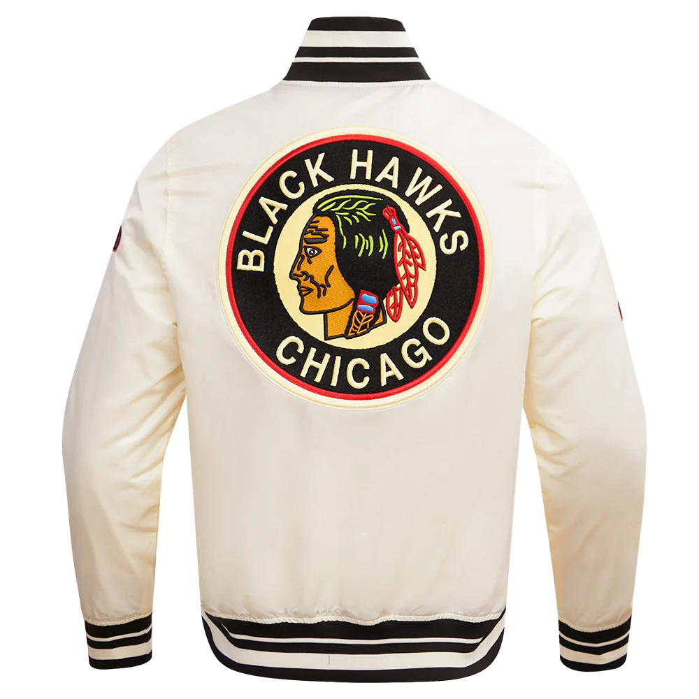 NHL CHICAGO BLACKHAWKS RETRO CLASSIC RIB SATIN JACKET