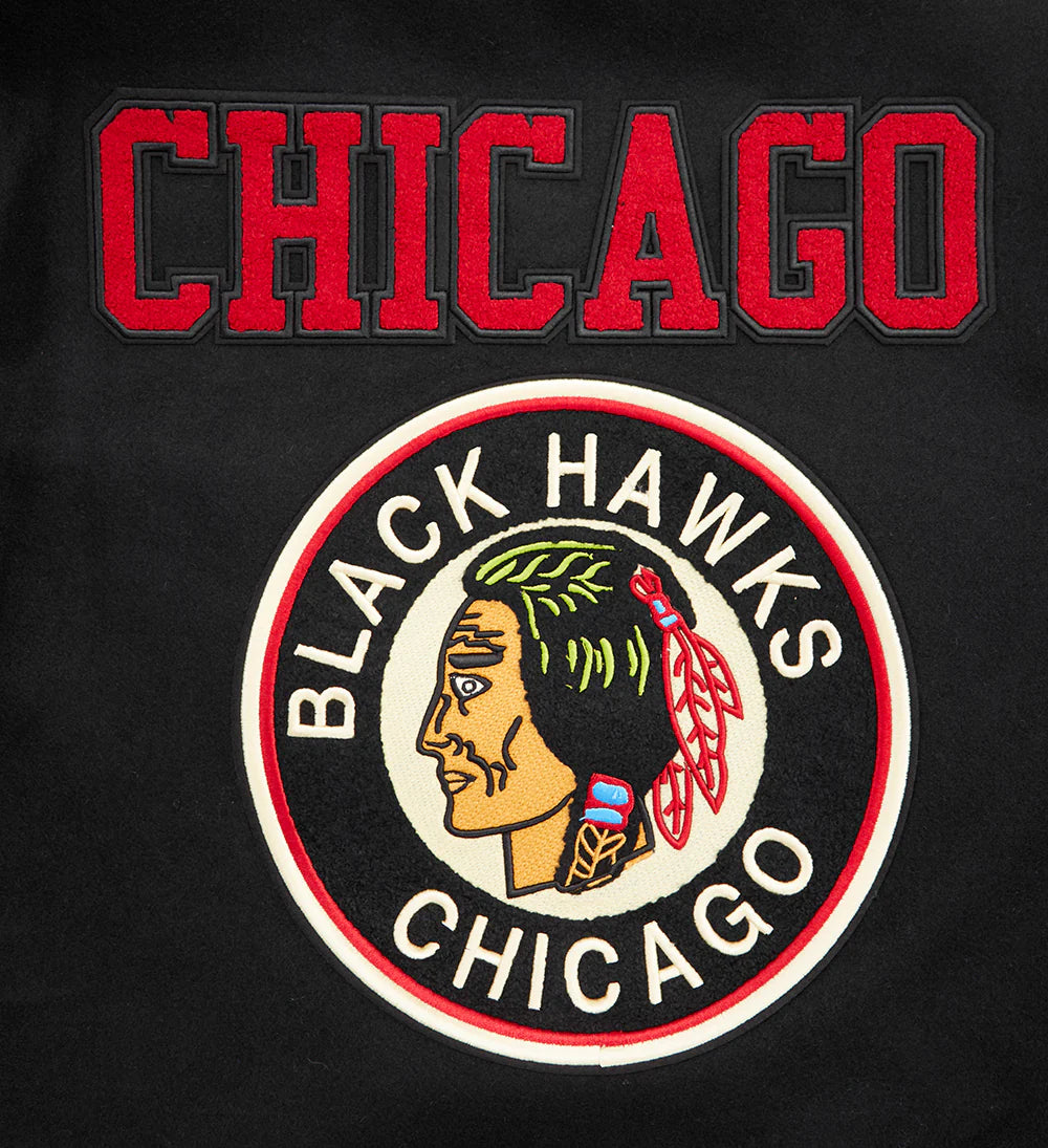 NHL CHICAGO BLACKHAWKS RETRO CLASSIC MEN'S RIB WOOL VARSITY JACKET
