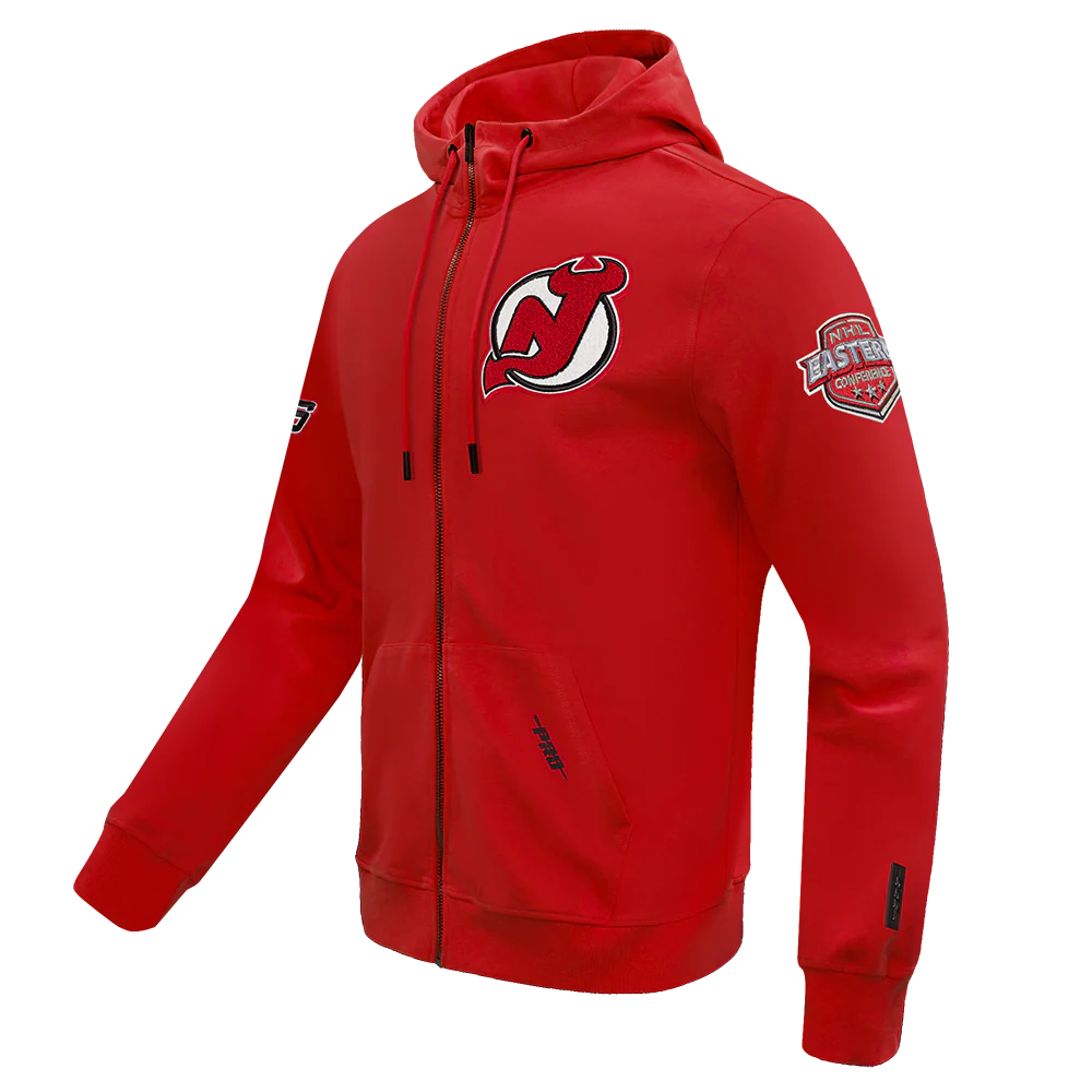 NHL NEW JERSEY DEVILS CLASSIC CHENILLE MEN'S FULL ZIP PULLOVER HOODIE