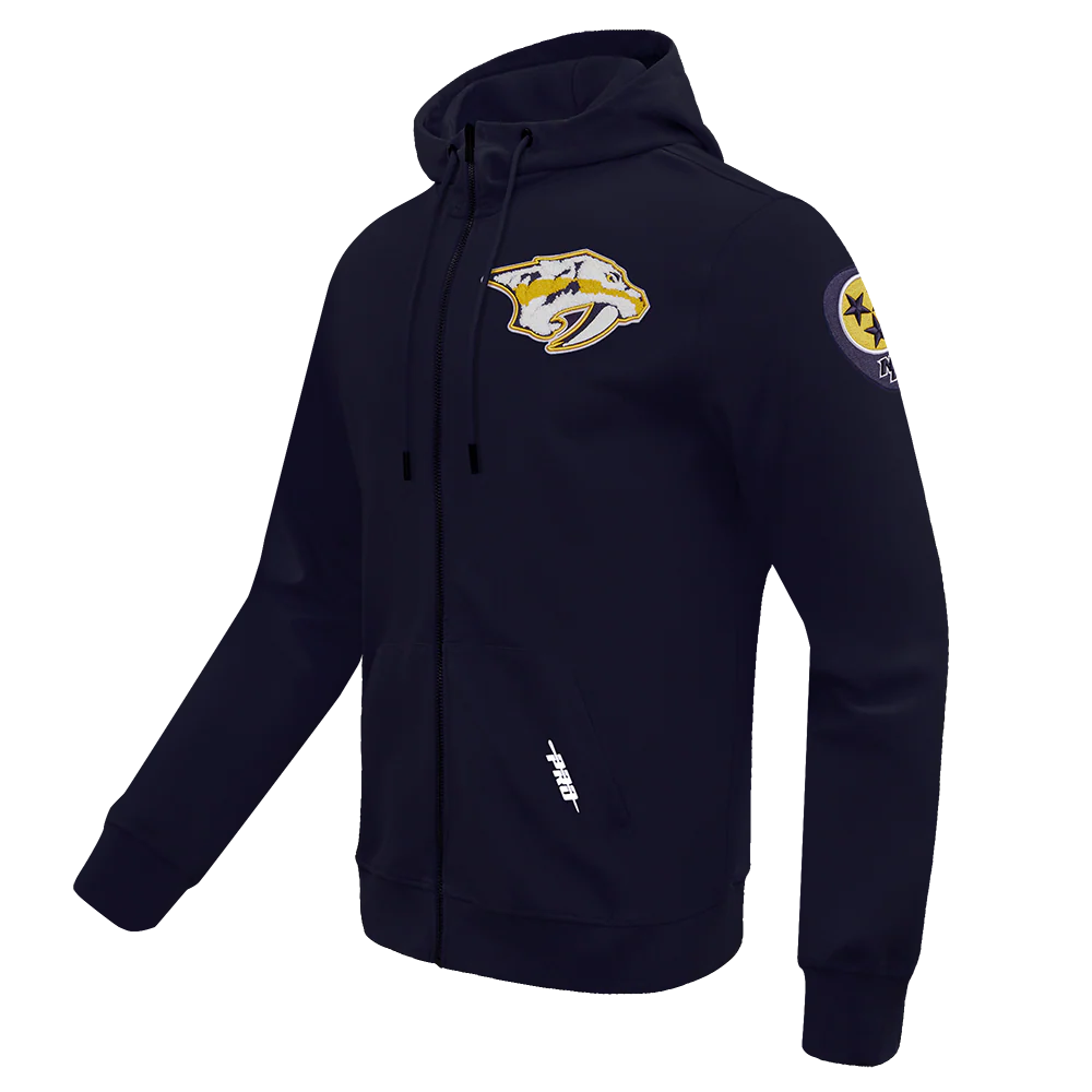 NHL NASHVILLE PREDATORS CLASSIC CHENILLE MEN'S FULL ZIP PULLOVER HOODIE