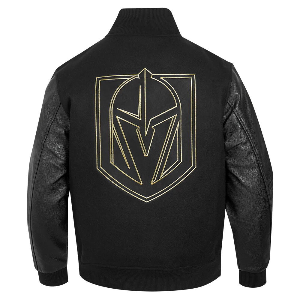 NHL VEGAS GOLDEN KNIGHTS BLACK & GOLD MEN'S WOOL VARSITY JACKET