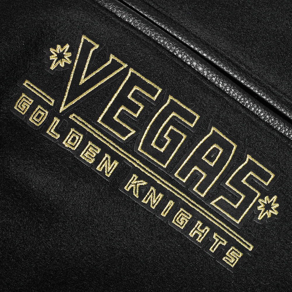 NHL VEGAS GOLDEN KNIGHTS BLACK & GOLD MEN'S WOOL VARSITY JACKET