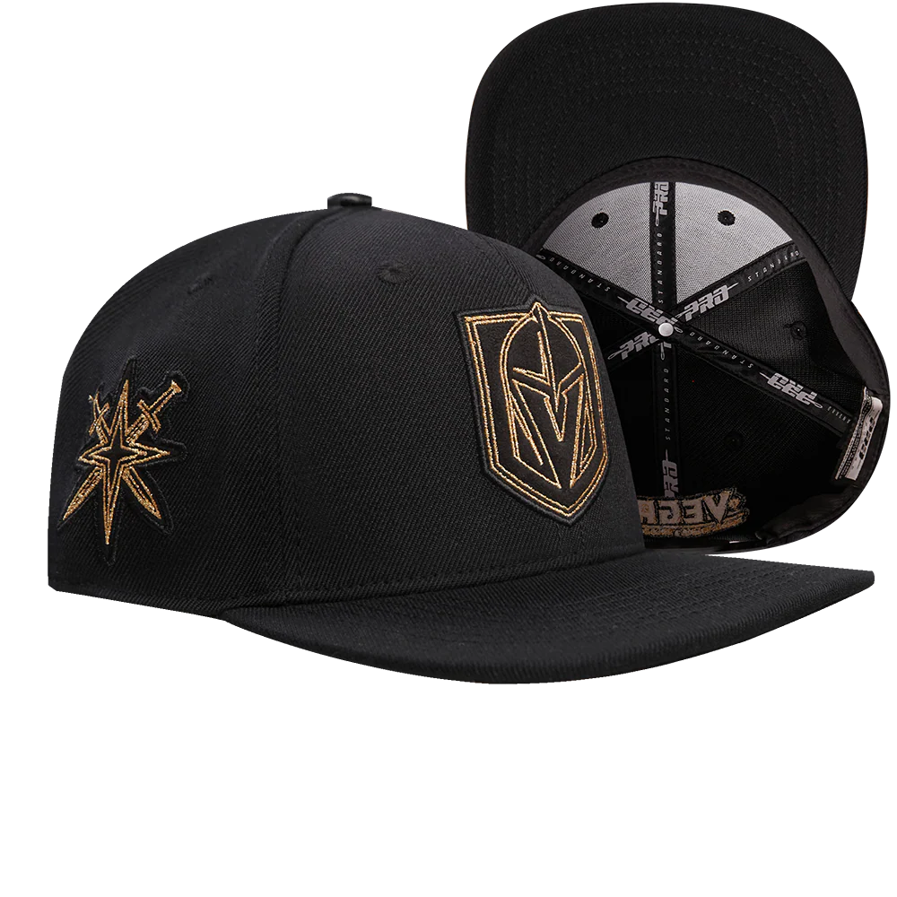 NHL VEGAS GOLDEN KNIGHTS BLACK & GOLD WOOL SNAPBACK HAT