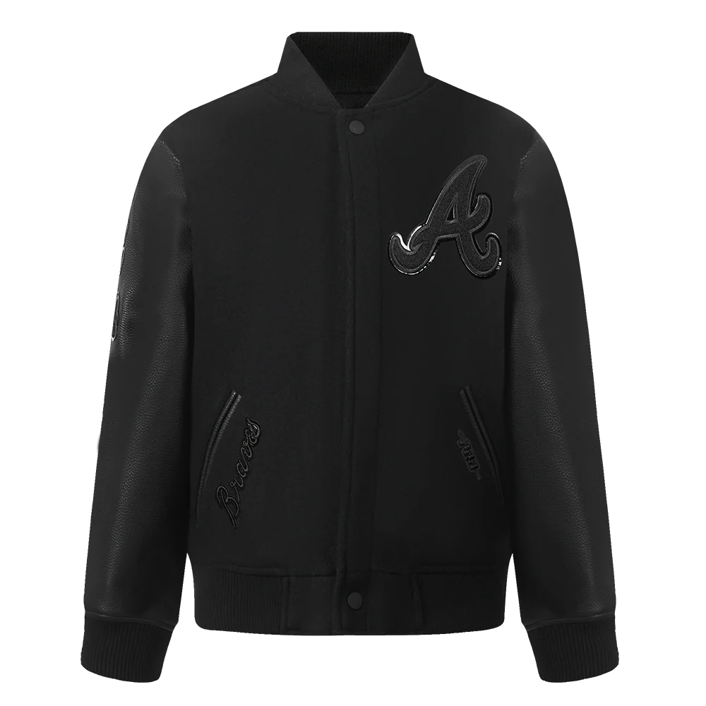 MLB ATLANTA BRAVES TRIPLE BLACK BIG BOYS WOOL VARSITY JACKET
