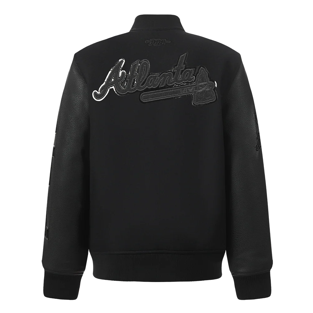 MLB ATLANTA BRAVES TRIPLE BLACK BIG BOYS WOOL VARSITY JACKET