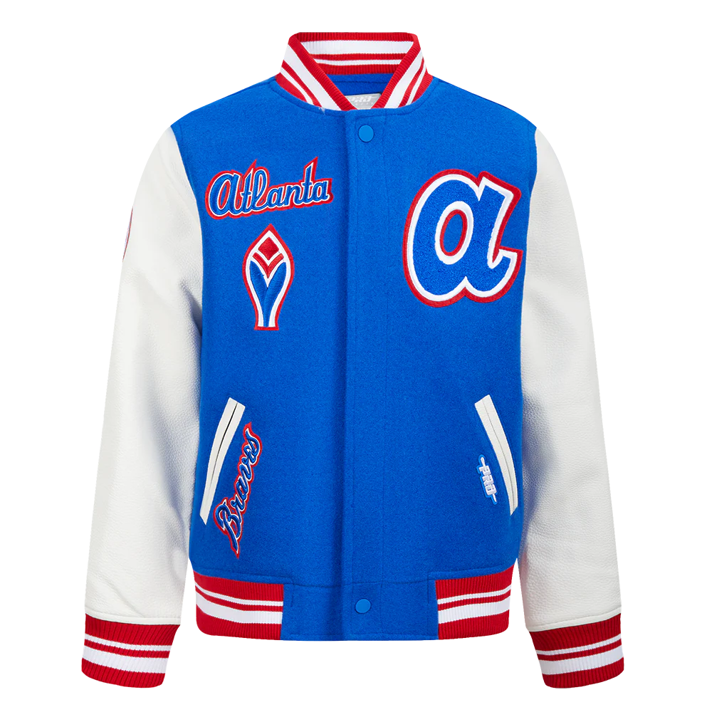 MLB ATLANTA BRAVES RETRO CLASSIC BIG BOYS RIB WOOL VARSITY JACKET