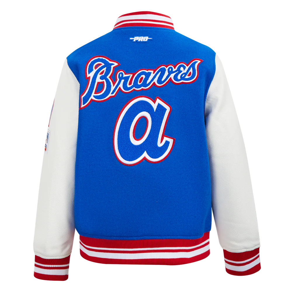 MLB ATLANTA BRAVES RETRO CLASSIC BIG BOYS RIB WOOL VARSITY JACKET