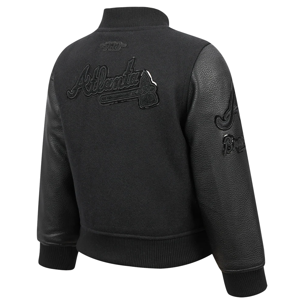 MLB ATLANTA BRAVES TRIPLE BLACK TODDLER BOYS WOOL VARSITY JACKET