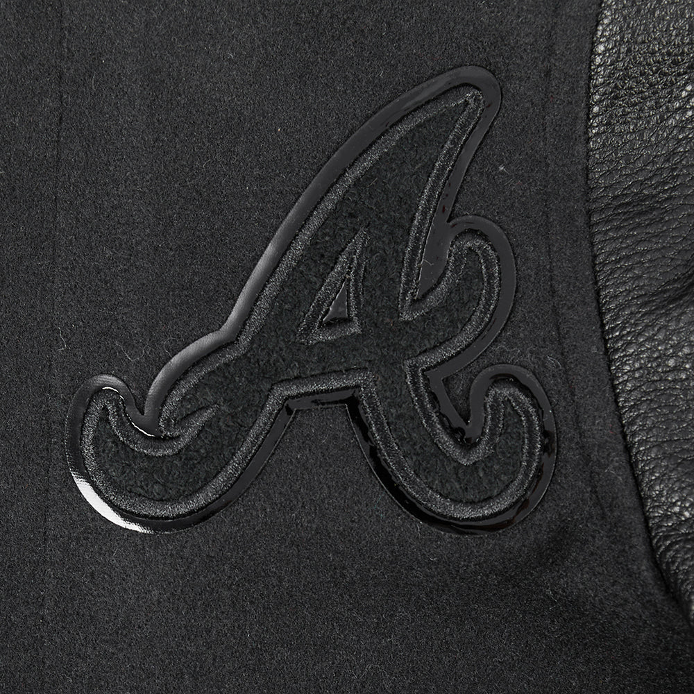 MLB ATLANTA BRAVES TRIPLE BLACK TODDLER BOYS WOOL VARSITY JACKET