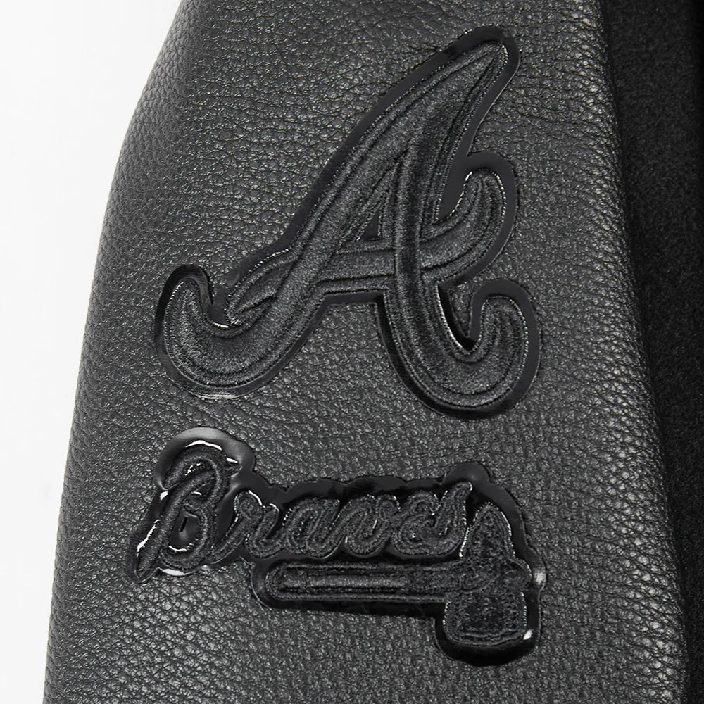 MLB ATLANTA BRAVES TRIPLE BLACK TODDLER BOYS WOOL VARSITY JACKET