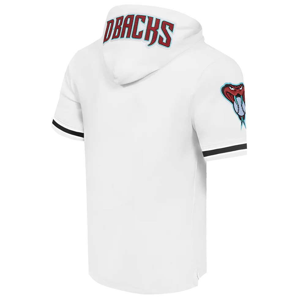 MLB ARIZONA DIAMONDBACKS CLASSIC CHENILLE MEN'S DOUBLE KNIT SHORT SLEEVE PULLOVER HOODIE