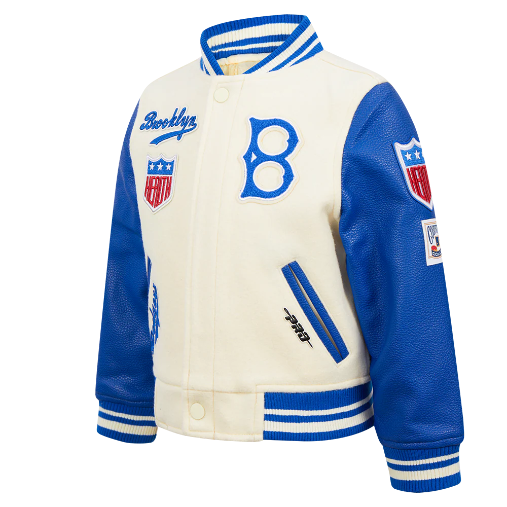 MLB BROOKLYN DODGERS RETRO CLASSIC TODDLER BOYS RIB WOOL VARSITY JACKET