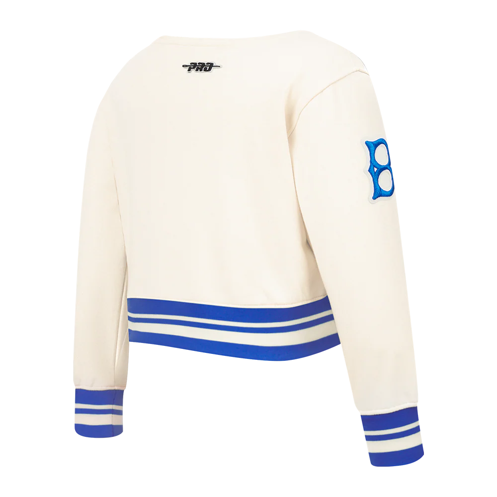 MLB BROOKLYN DODGERS RETRO CLASSIC TODDLER GIRLS RIB FLEECE CREWNECK