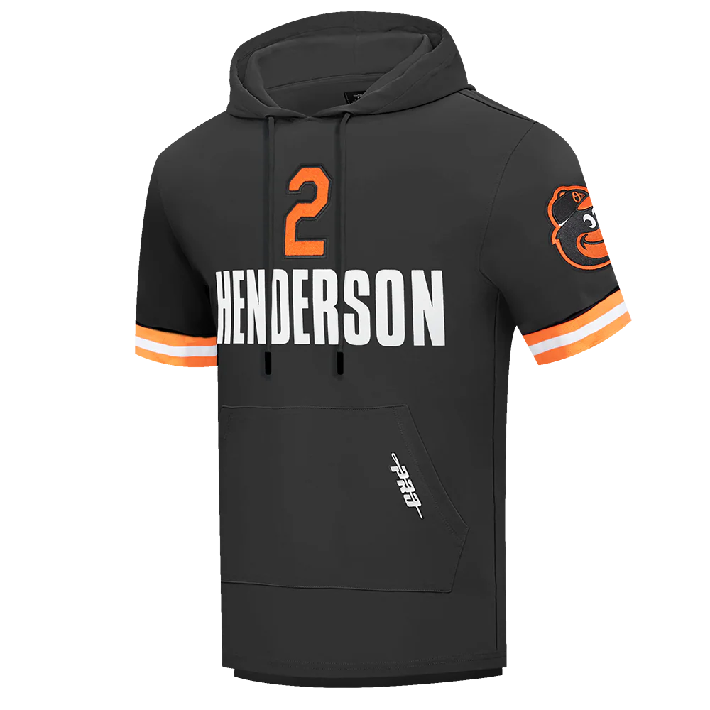MLB BALTIMORE ORIOLES GUNNAR HENDERSON #2 CLASSIC MEN'S SHORT SLEEVE PULLOVER HOODIE