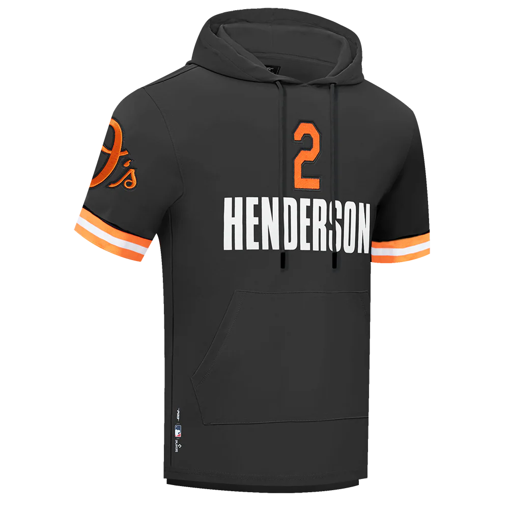 MLB BALTIMORE ORIOLES GUNNAR HENDERSON #2 CLASSIC MEN'S SHORT SLEEVE PULLOVER HOODIE