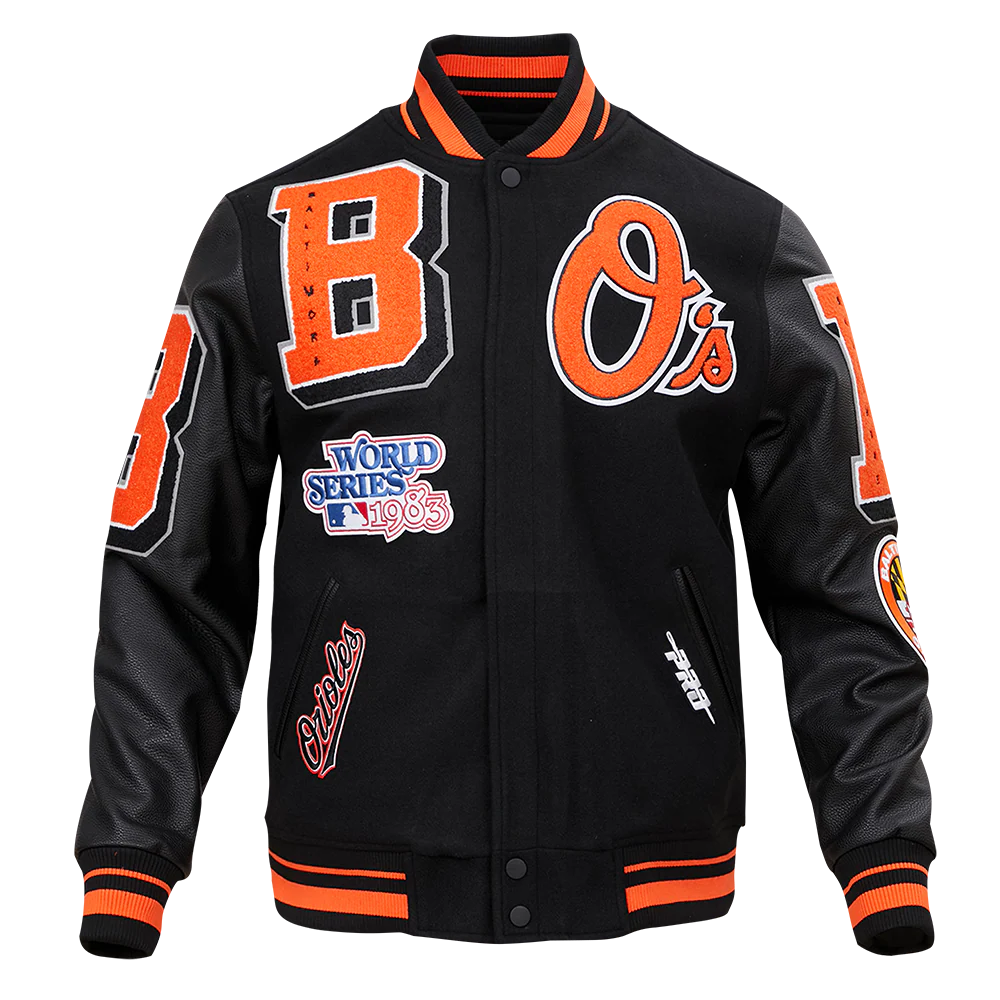 MLB BALTIMORE ORIOLES MASHUP MEN'S RIB WOOL VARSITY JACKET