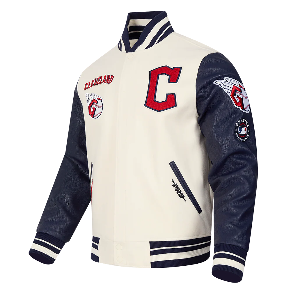 MLB CLEVELAND GUARDIANS RETRO CLASSIC MEN'S RIB WOOL VARSITY JACKET