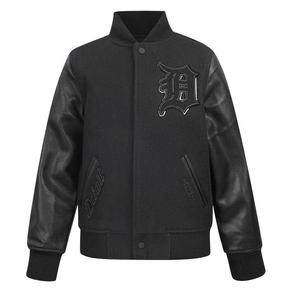 MLB DETROIT TIGERS TRIPLE BLACK BIG BOYS WOOL VARSITY JACKET