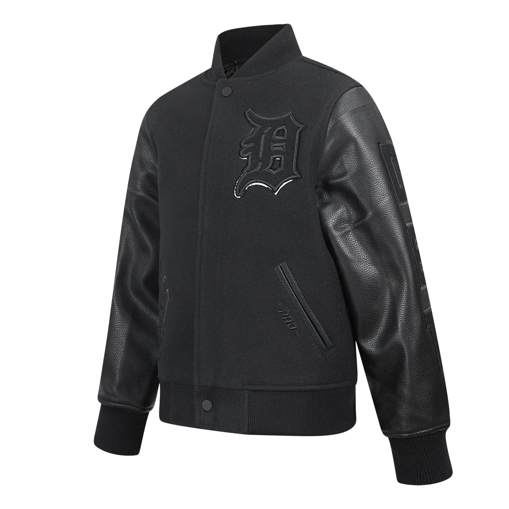 MLB DETROIT TIGERS TRIPLE BLACK BIG BOYS WOOL VARSITY JACKET