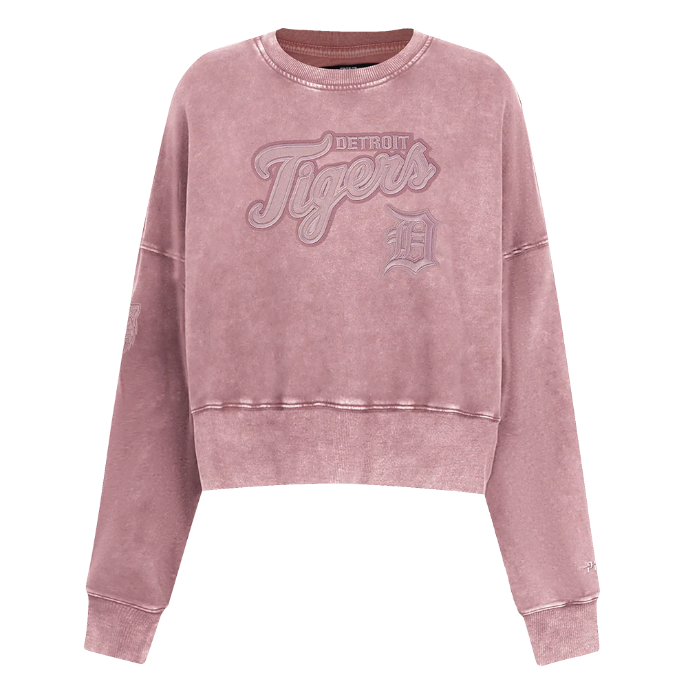 MLB DETROIT TIGERS WASHED CLASSIC WOMEN'S ENZYME WASH FT CREWNECK