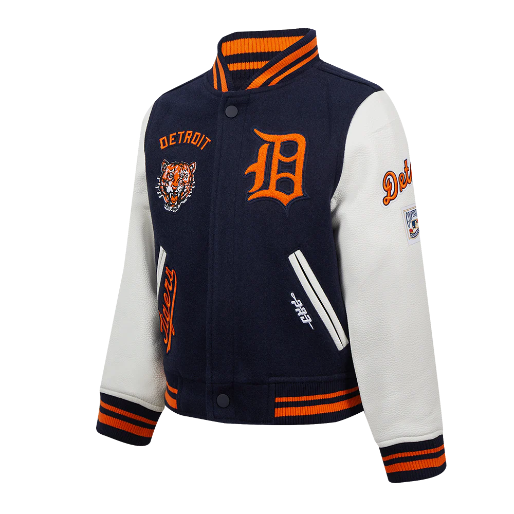 MLB DETROIT TIGERS RETRO CLASSIC LITTLE BOYS RIB WOOL VARSITY JACKET