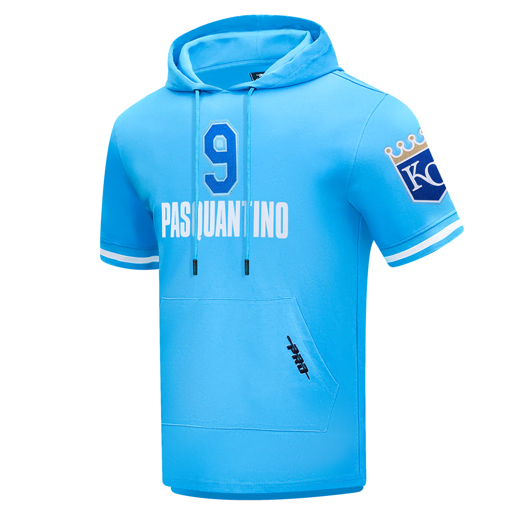 MLB KANSAS CITY ROYALS VINNIE PASQUANTINO #9 CLASSIC MEN'S SHORT SLEEVE PULLOVER HOODIE