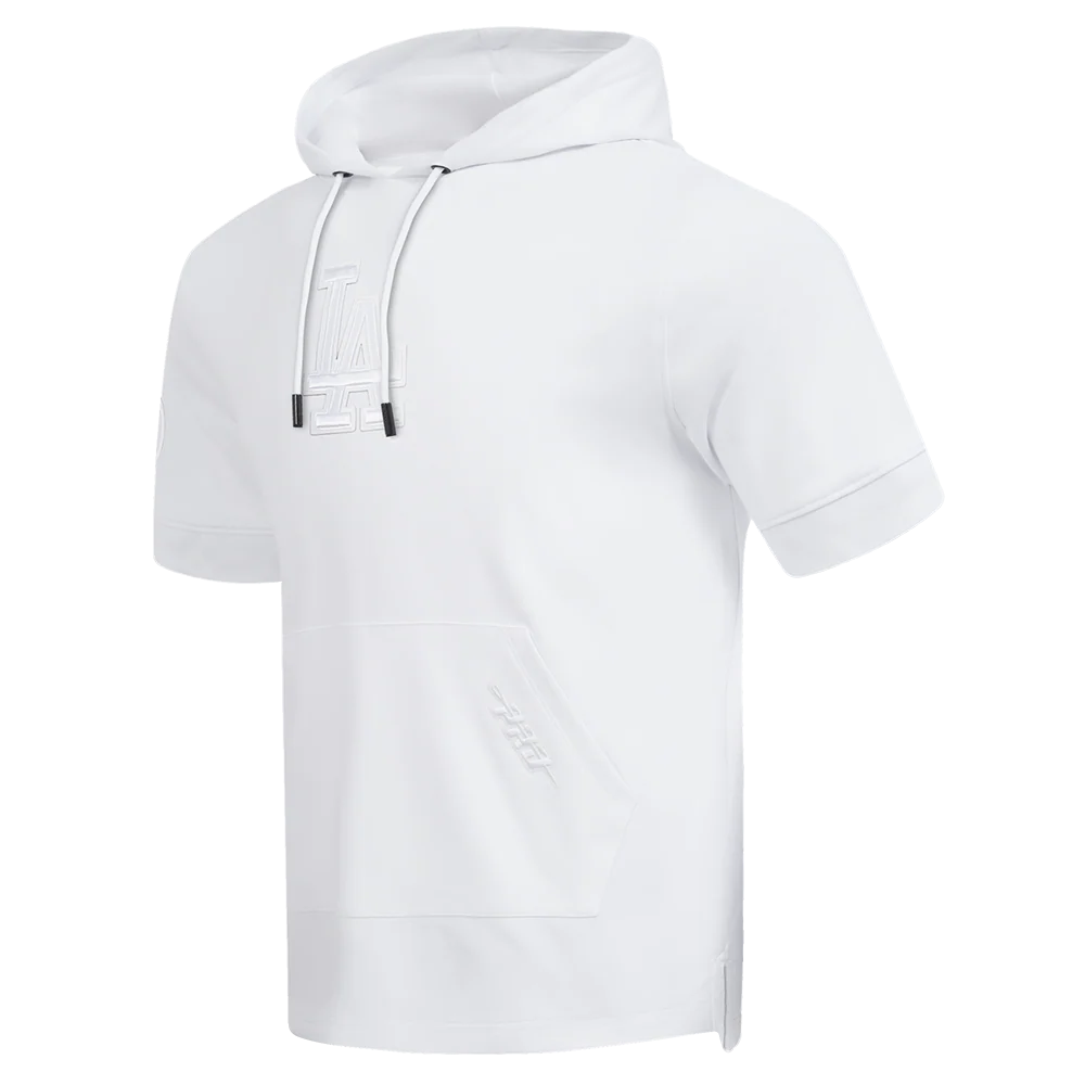 MLB LOS ANGELES DODGERS WHITE OUT MEN'S SHORT SLEEVE PULLOVER HOODIE