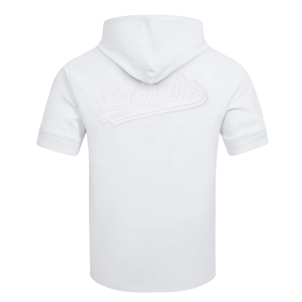 MLB LOS ANGELES DODGERS WHITE OUT MEN'S SHORT SLEEVE PULLOVER HOODIE