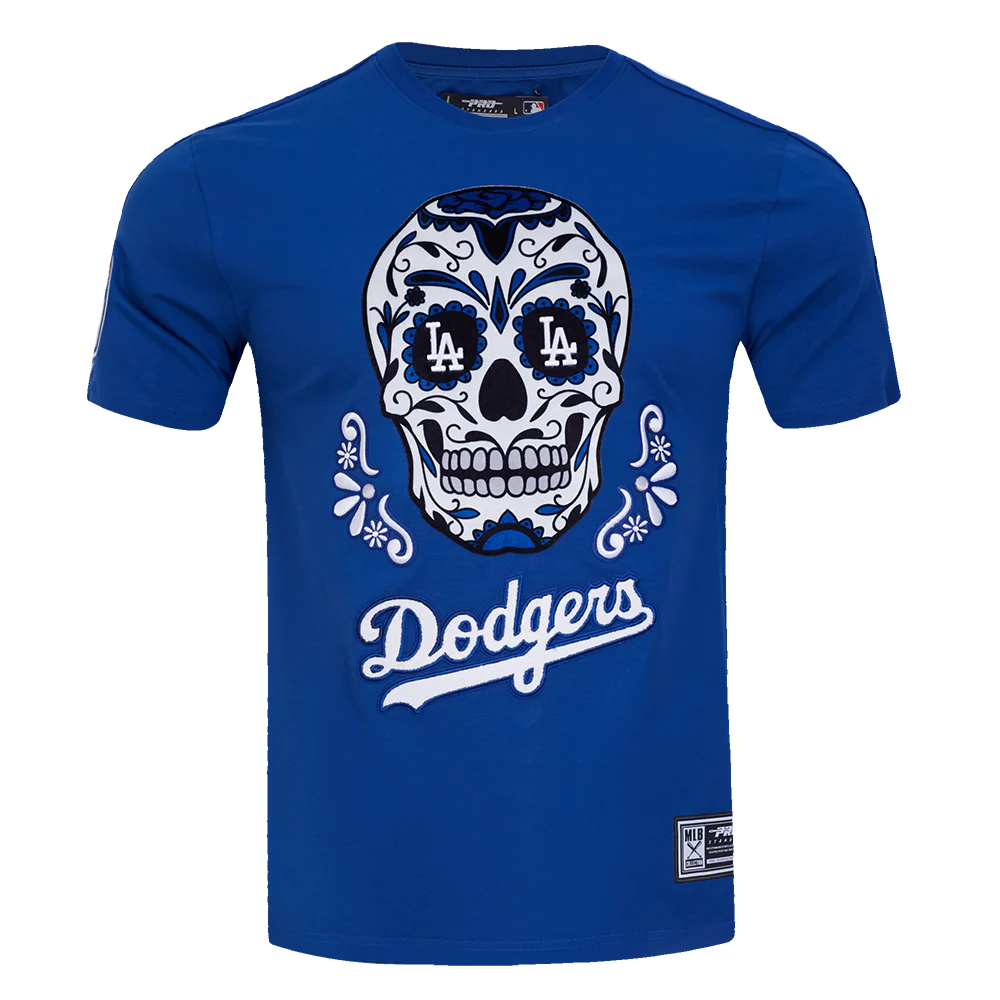 MLB LOS ANGELES DODGERS SUGAR SKULL MEN'S SINGLE JERSEY STRIPED TOP