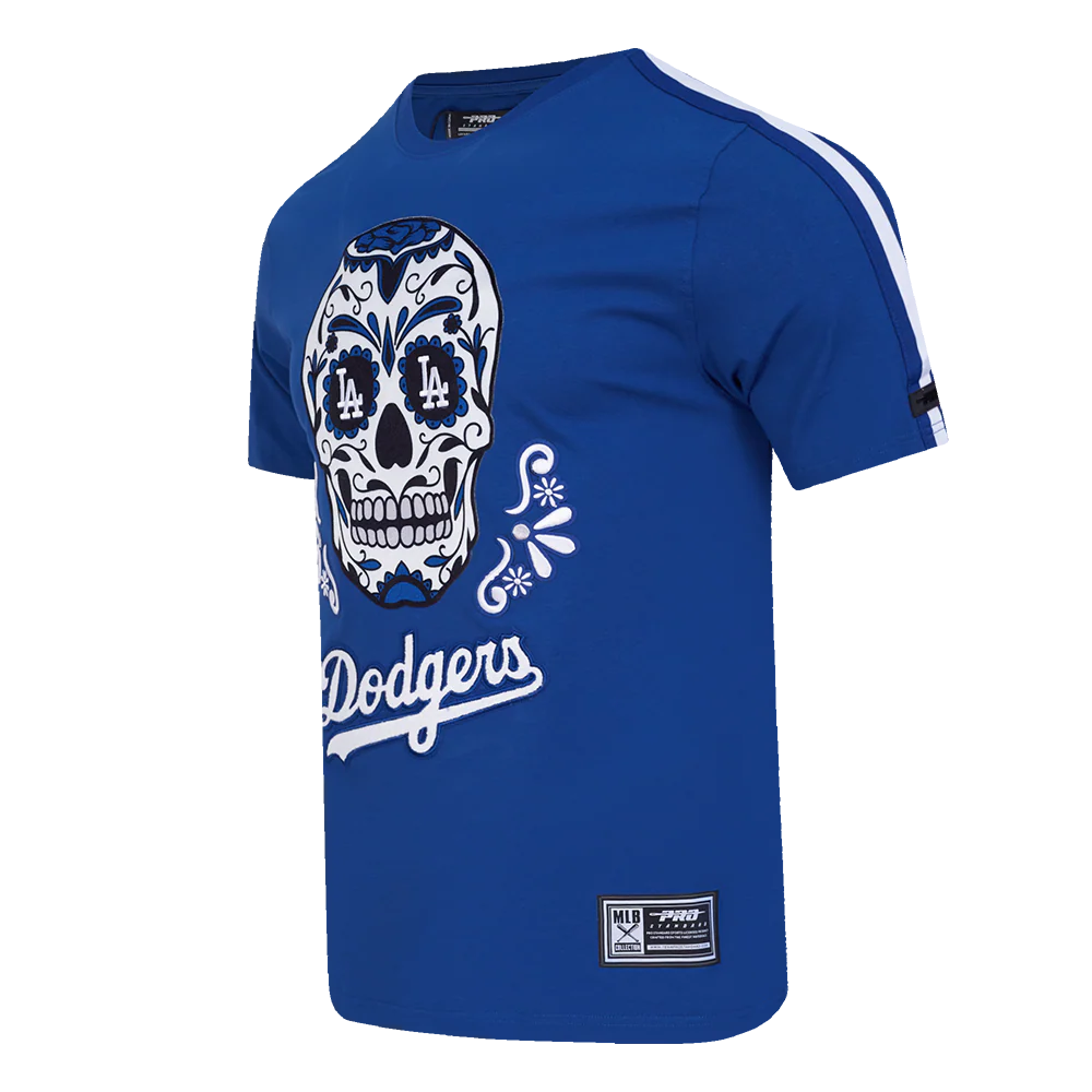 MLB LOS ANGELES DODGERS SUGAR SKULL MEN'S SINGLE JERSEY STRIPED TOP