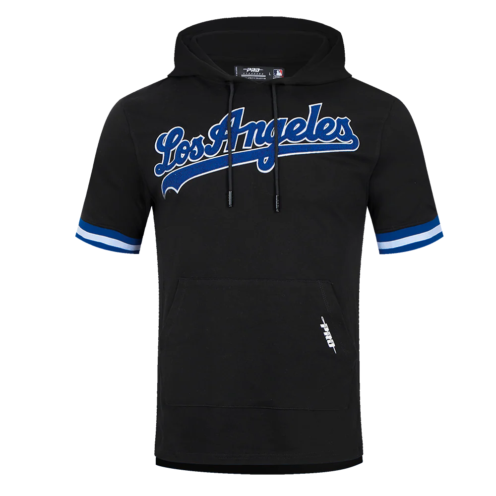 MLB LOS ANGELES DODGERS CLASSIC CHENILLE MEN'S DOUBLE KNIT SHORT SLEEVE PULLOVER HOODIE