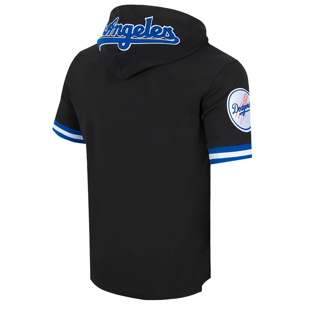 MLB LOS ANGELES DODGERS CLASSIC CHENILLE MEN'S DOUBLE KNIT SHORT SLEEVE PULLOVER HOODIE