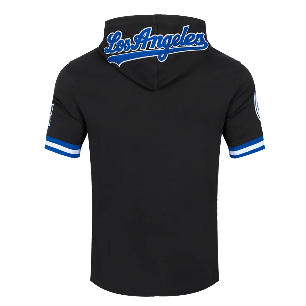 MLB LOS ANGELES DODGERS CLASSIC CHENILLE MEN'S DOUBLE KNIT SHORT SLEEVE PULLOVER HOODIE