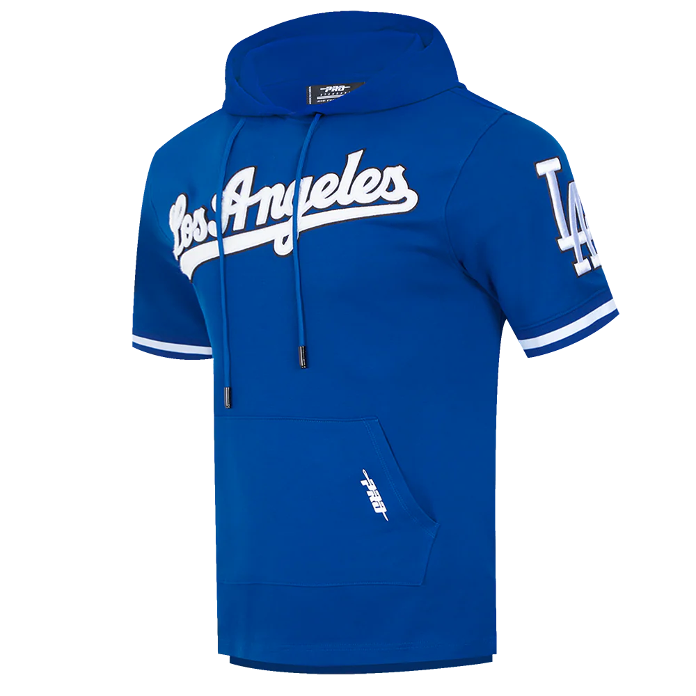 MLB LOS ANGELES DODGERS CLASSIC CHENILLE MEN'S DOUBLE KNIT SHORT SLEEVE PULLOVER HOODIE