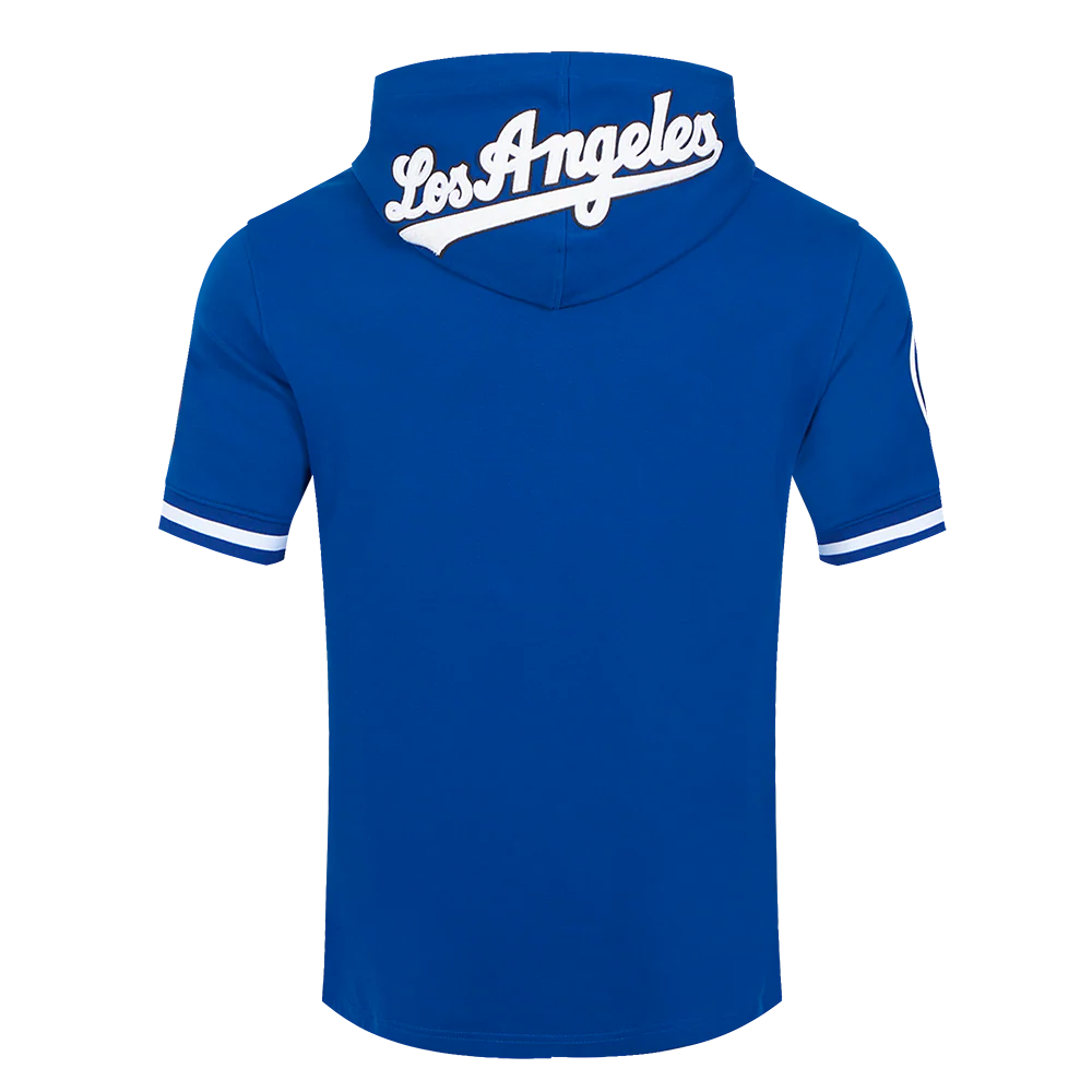 MLB LOS ANGELES DODGERS CLASSIC CHENILLE MEN'S DOUBLE KNIT SHORT SLEEVE PULLOVER HOODIE