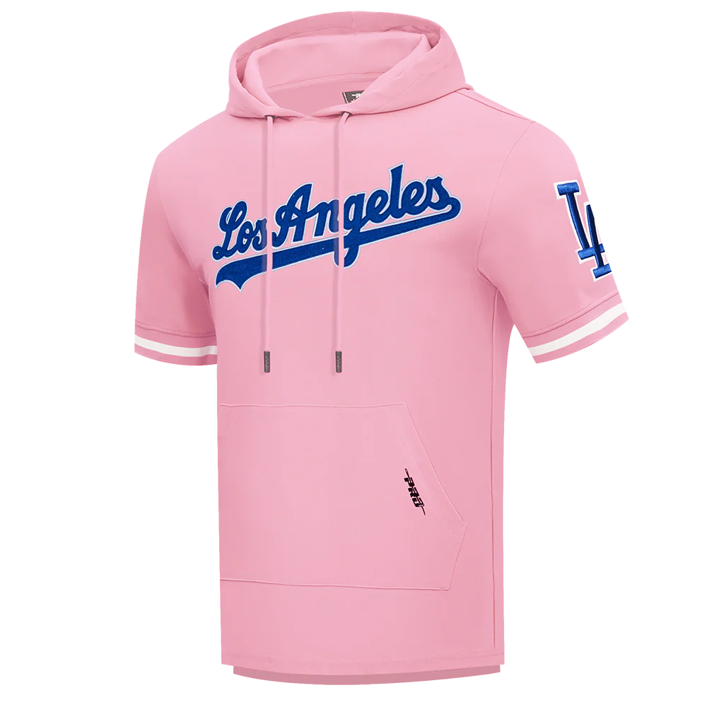 MLB LOS ANGELES DODGERS CLASSIC CHENILLE MEN'S DOUBLE KNIT SHORT SLEEVE PULLOVER HOODIE