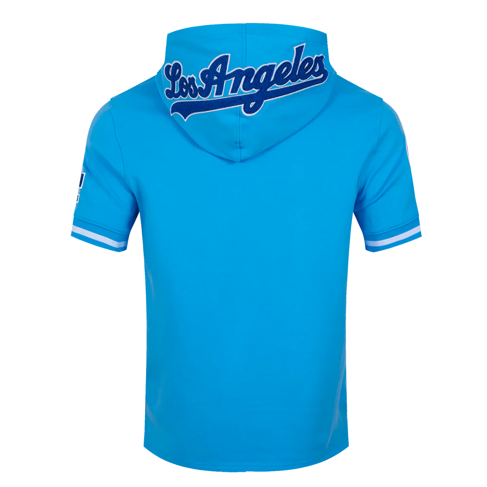 MLB LOS ANGELES DODGERS CLASSIC CHENILLE MEN'S DOUBLE KNIT SHORT SLEEVE PULLOVER HOODIE