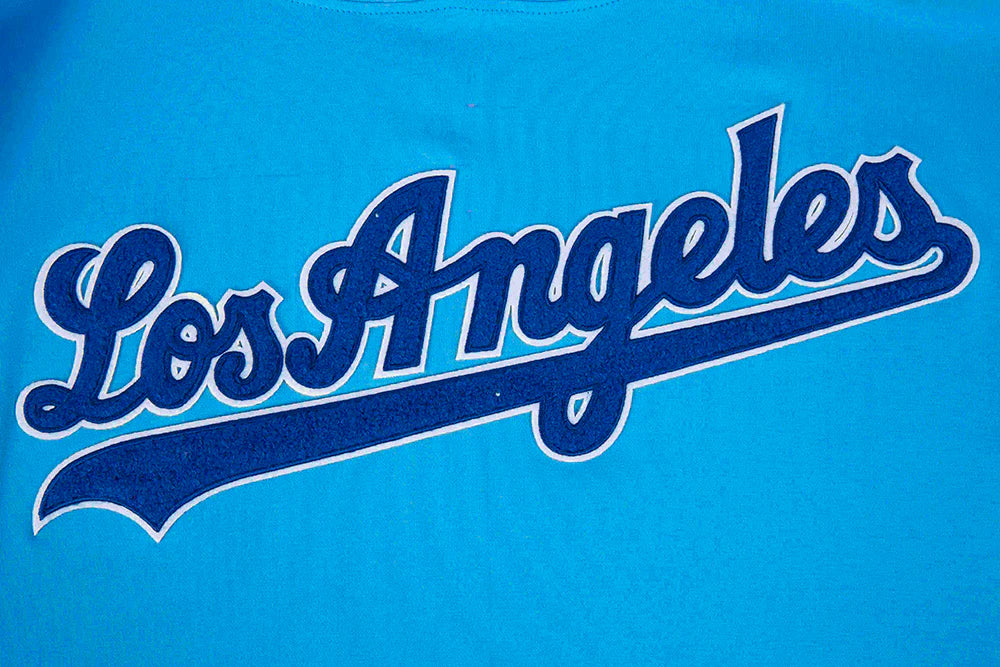 MLB LOS ANGELES DODGERS CLASSIC CHENILLE MEN'S DOUBLE KNIT SHORT SLEEVE PULLOVER HOODIE