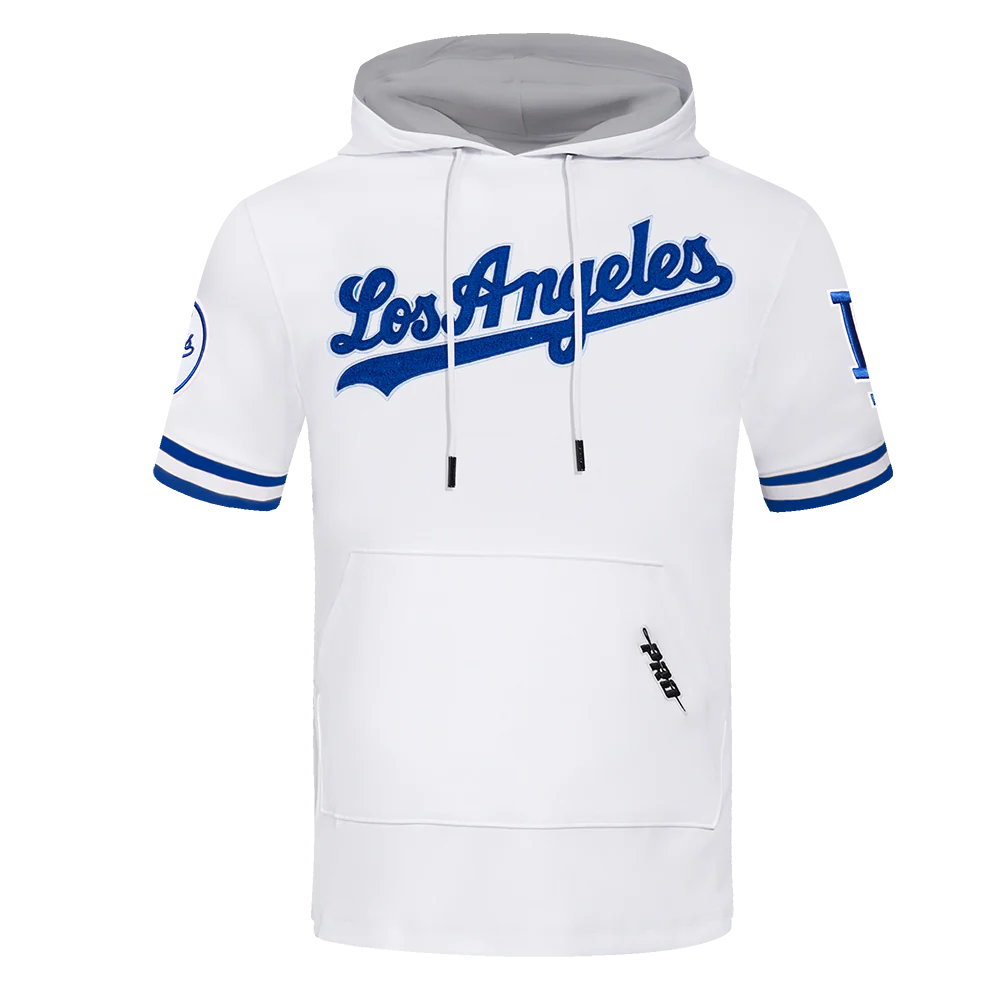 MLB LOS ANGELES DODGERS CLASSIC CHENILLE MEN'S DOUBLE KNIT SHORT SLEEVE PULLOVER HOODIE