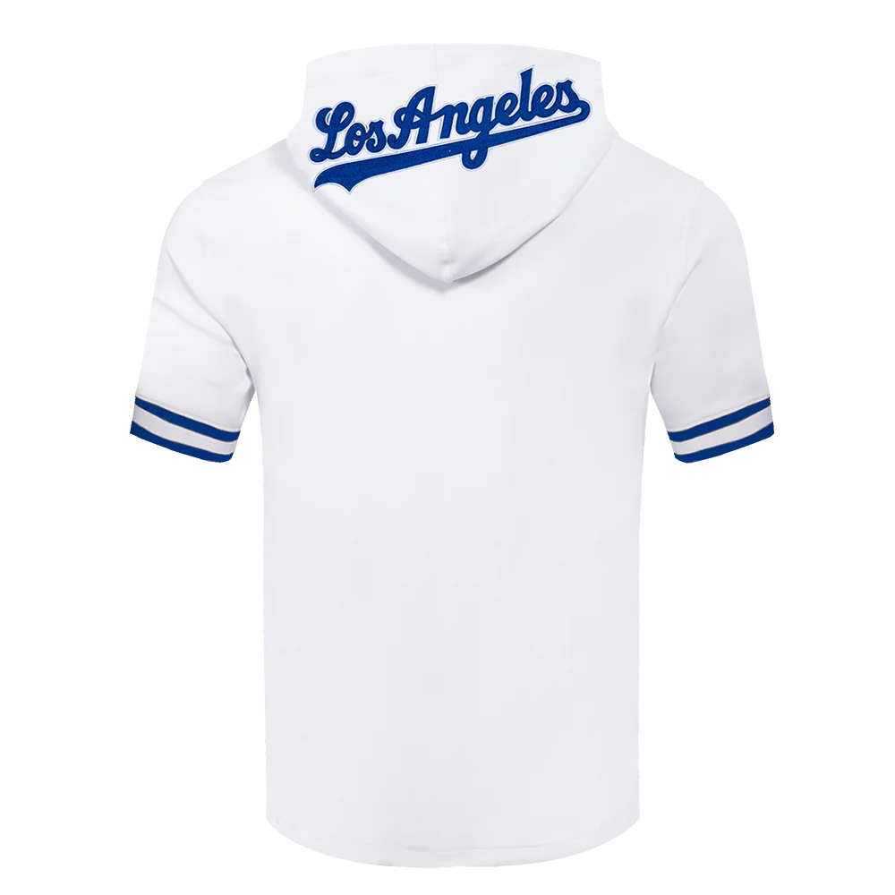 MLB LOS ANGELES DODGERS CLASSIC CHENILLE MEN'S DOUBLE KNIT SHORT SLEEVE PULLOVER HOODIE