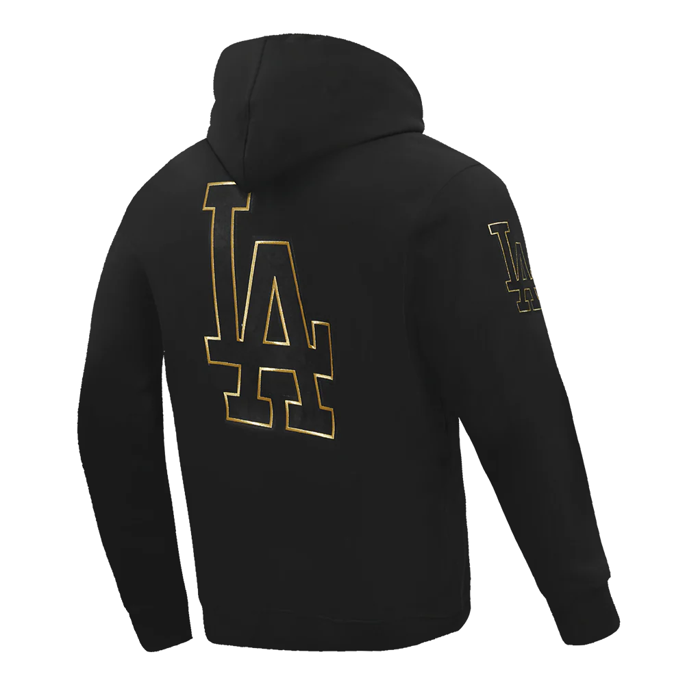 MLB LOS ANGELES DODGERS BLACK & GOLD MEN'S DOUBLE KNIT PULLOVER HOODIE