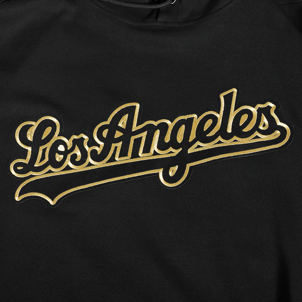 MLB LOS ANGELES DODGERS BLACK & GOLD MEN'S DOUBLE KNIT PULLOVER HOODIE