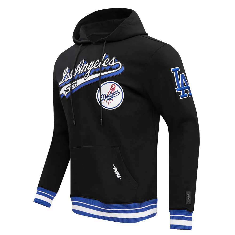 MLB LOS ANGELES DODGERS SCRIPT TAIL MEN'S RIB FLEECE PULLOVER HOODIE